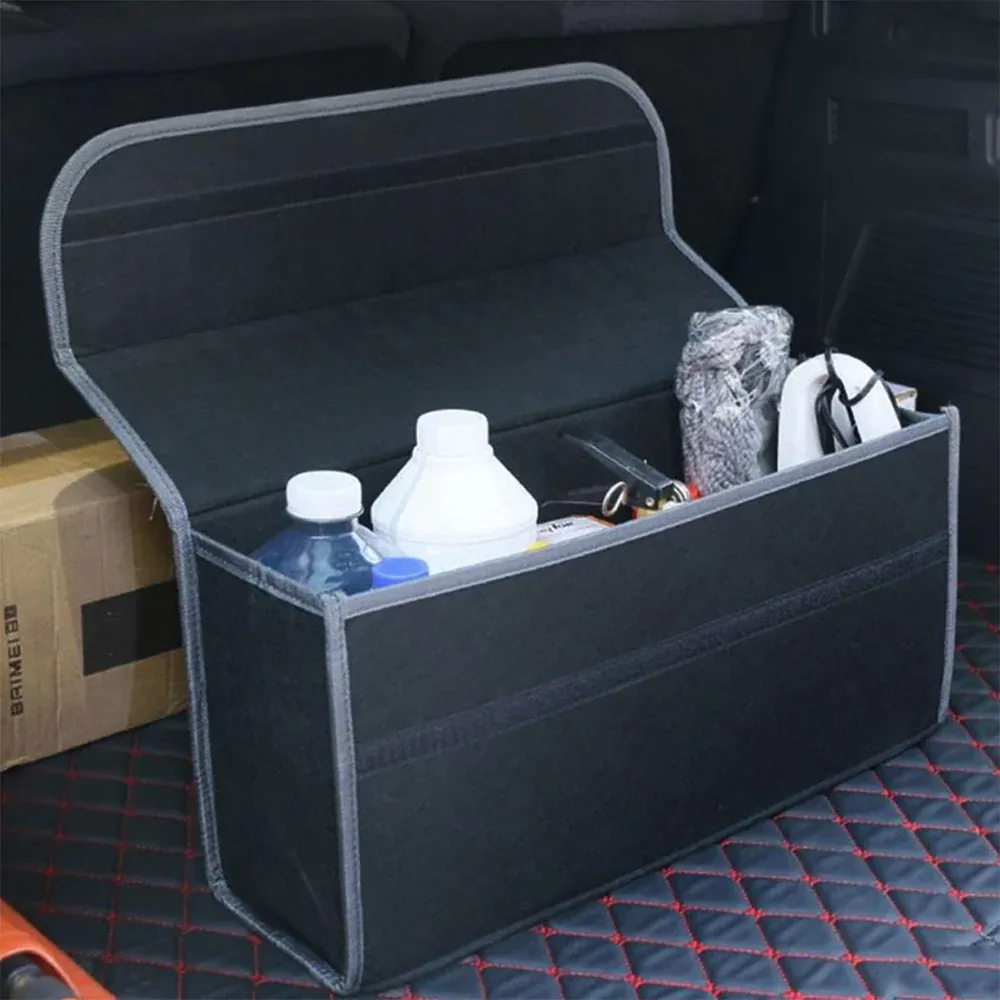 Custom Text For Soft Felt Car Bag Organizer, Compatible with All Cars, Folding Car Storage Box Non Slip Fireproof Car Trunk Organizer DE12990