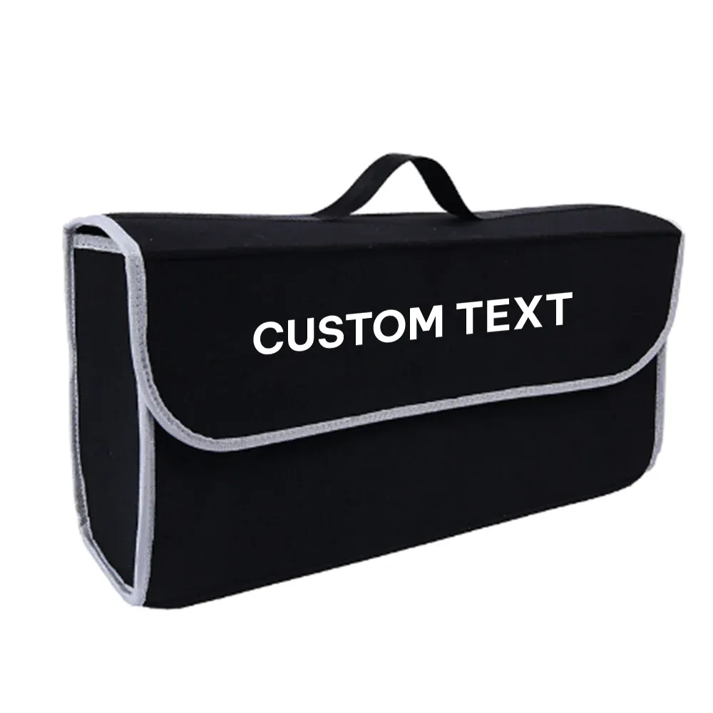 Custom Text For Soft Felt Car Bag Organizer, Compatible with All Cars, Folding Car Storage Box Non Slip Fireproof Car Trunk Organizer MT12990