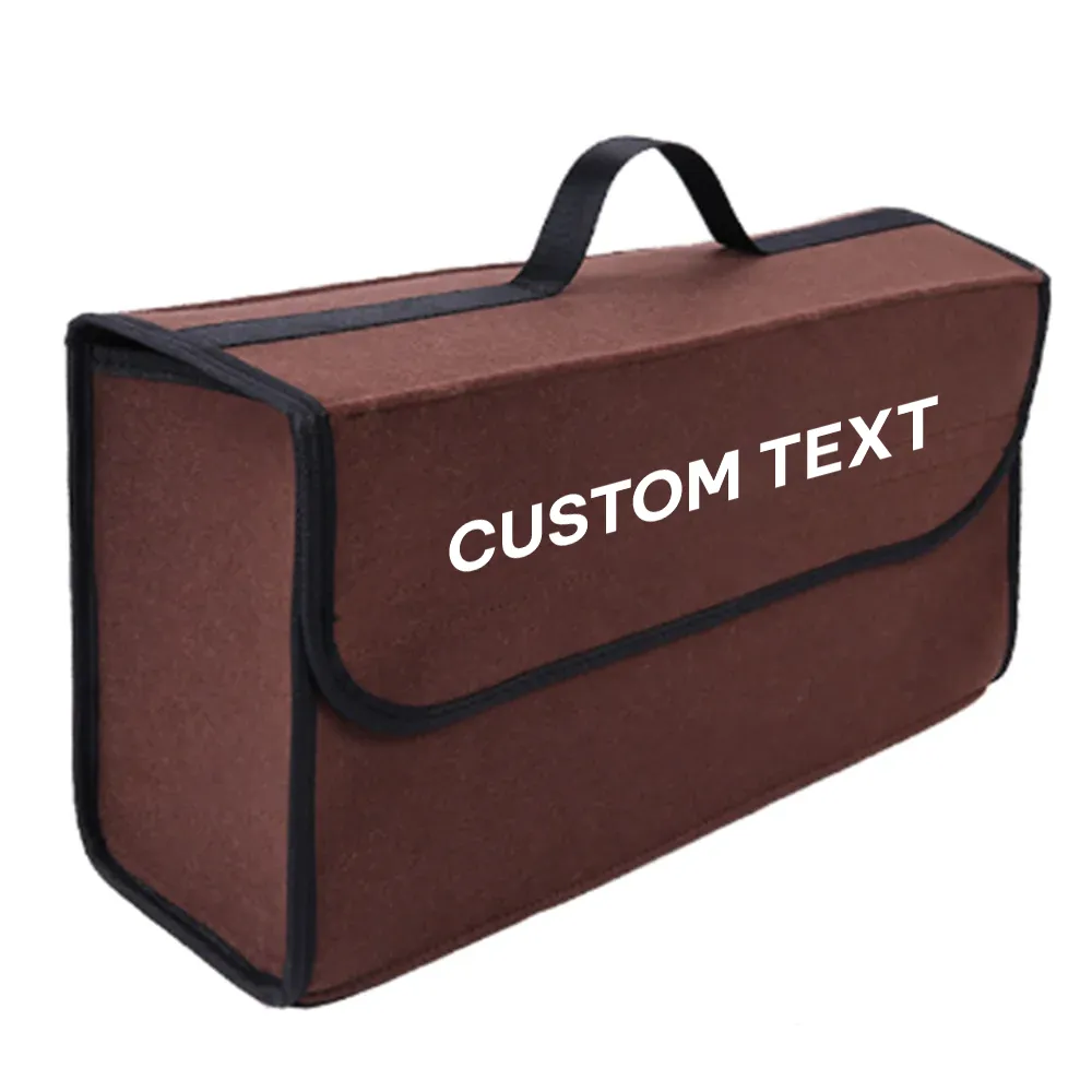 Custom Text For Soft Felt Car Bag Organizer, Compatible with All Cars, Folding Car Storage Box Non Slip Fireproof Car Trunk Organizer TY12990