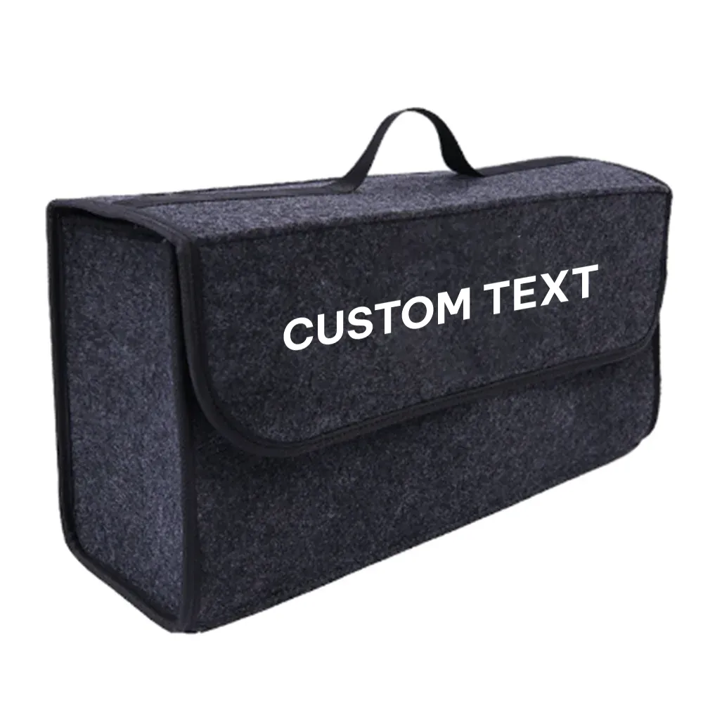 Custom Text For Soft Felt Car Bag Organizer, Compatible with All Cars, Folding Car Storage Box Non Slip Fireproof Car Trunk Organizer WQ12990