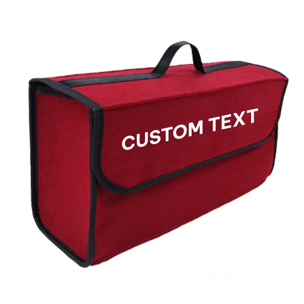 Custom Text For Soft Felt Car Bag Organizer, Compatible with All Cars, Folding Car Storage Box Non Slip Fireproof Car Trunk Organizer WQ12990