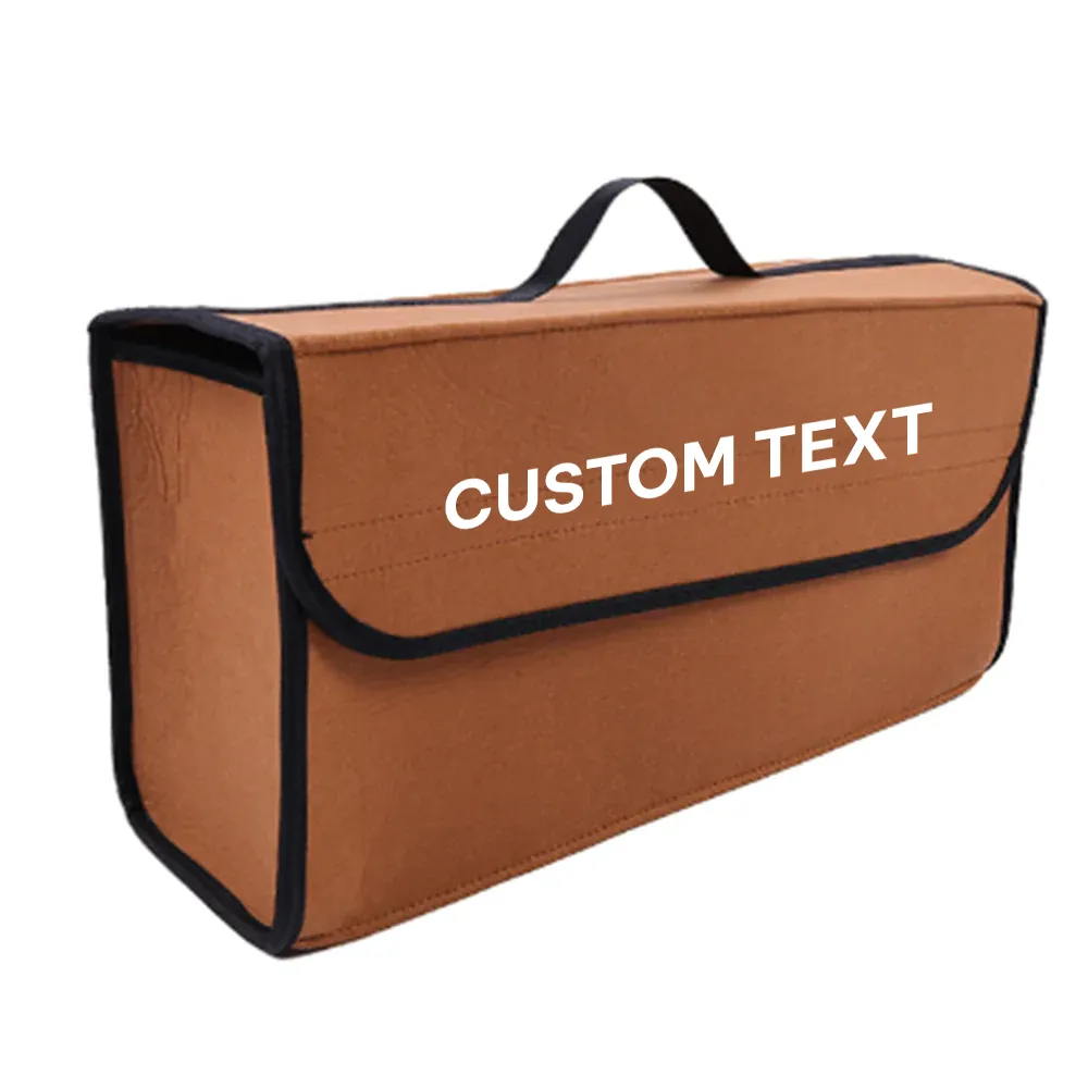 Custom Text For Soft Felt Car Bag Organizer, Compatible with All Cars, Folding Car Storage Box Non Slip Fireproof Car Trunk Organizer WQ12990