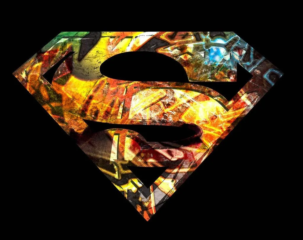 DC Comics Superman Logo Mural Official Women's T-shirt (Black)