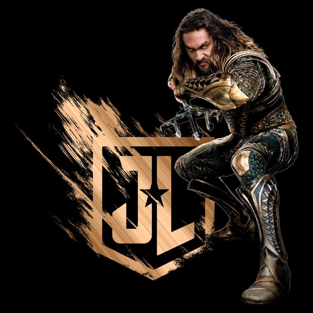 DC Justice League Logo Aquaman Official Men's T-shirt (Black)