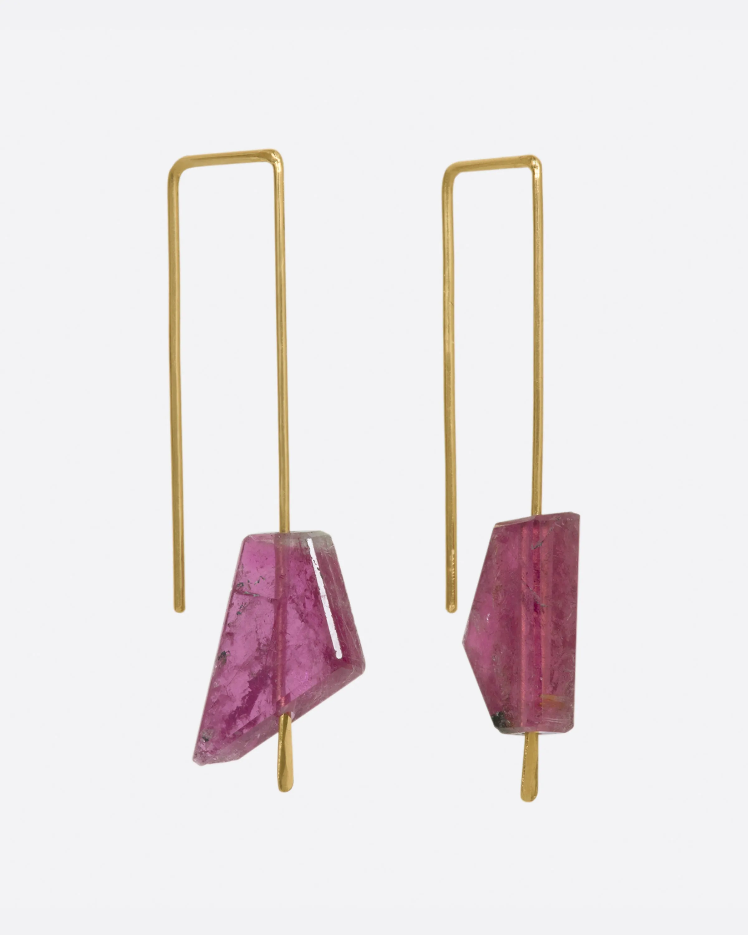 Deep Pink Tourmaline Medium Hook Earrings