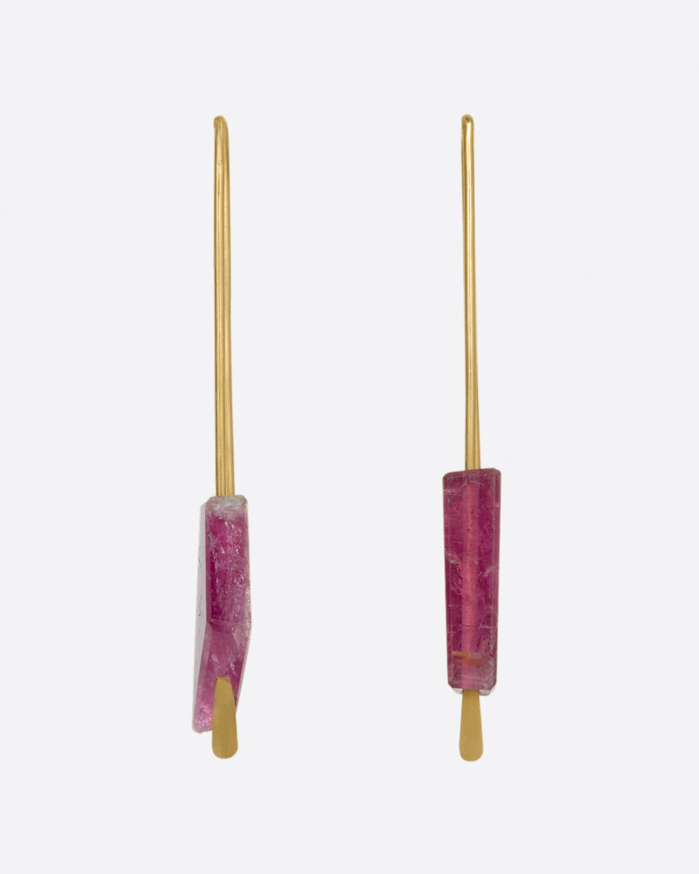 Deep Pink Tourmaline Medium Hook Earrings