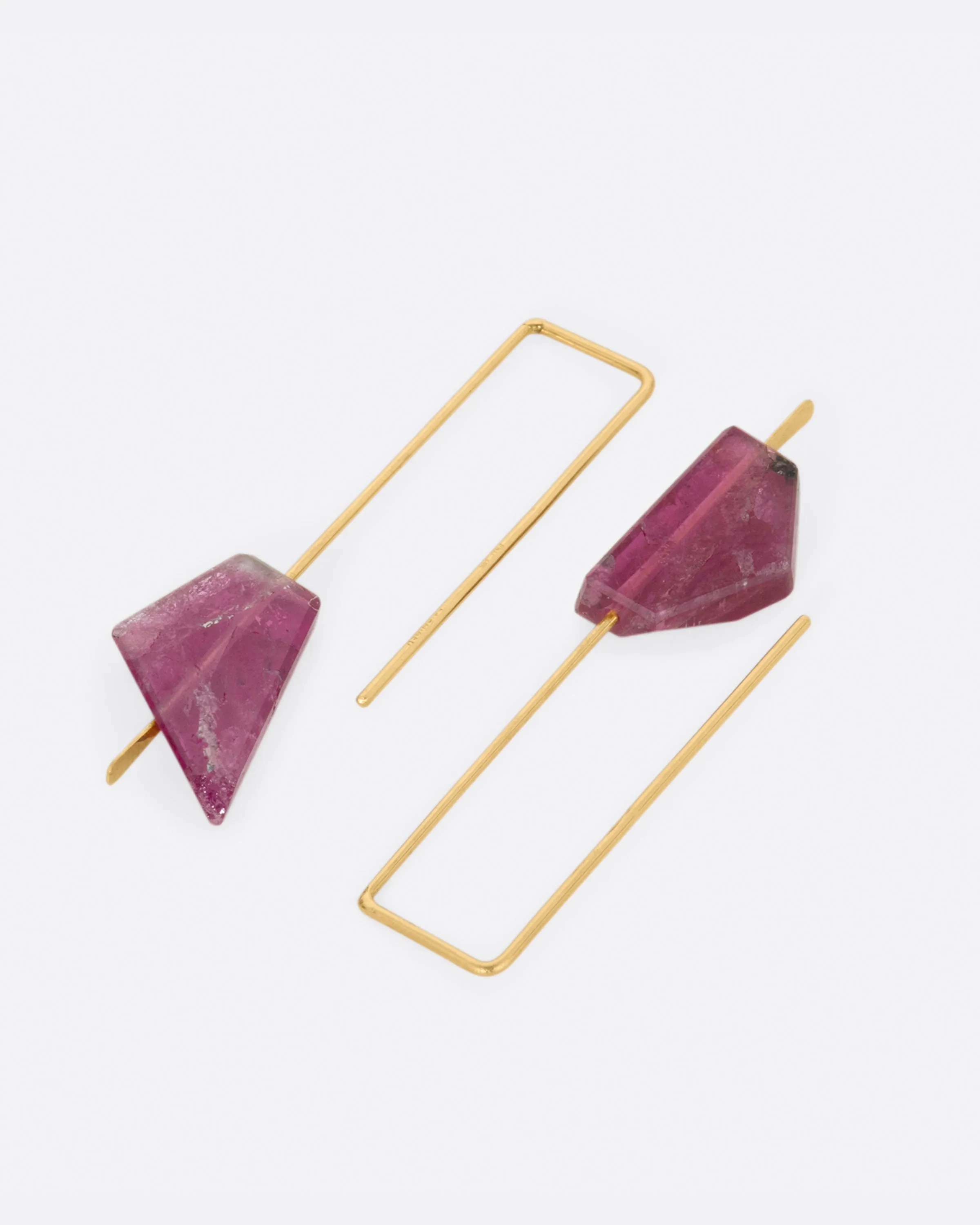 Deep Pink Tourmaline Medium Hook Earrings