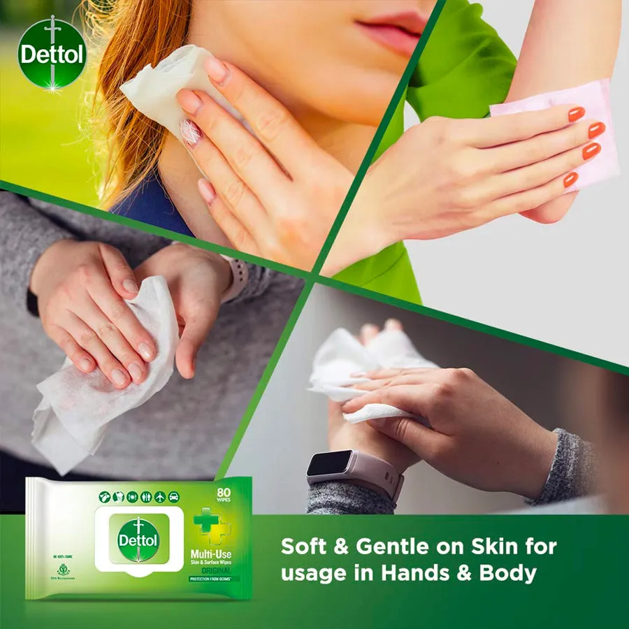 Dettol Disinfectant Skin & Surface Sanitizing Wipes, Original 40 Count