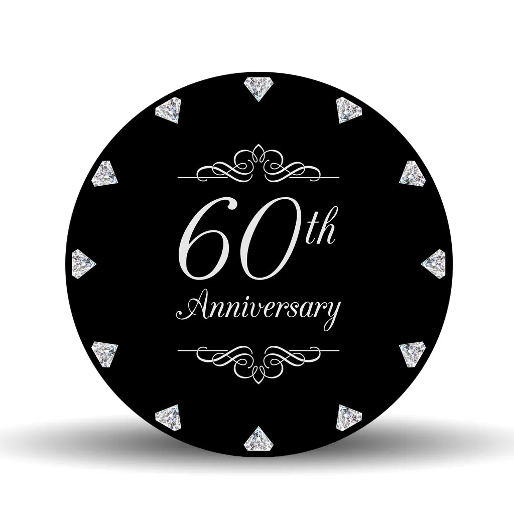 Diamond 60th Anniversary <br>Glass Table Spinner 17.75"