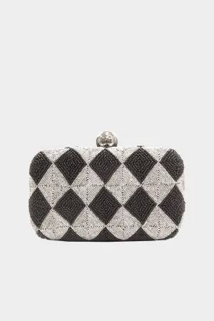Diamond Style Clutch in Black/Silver
