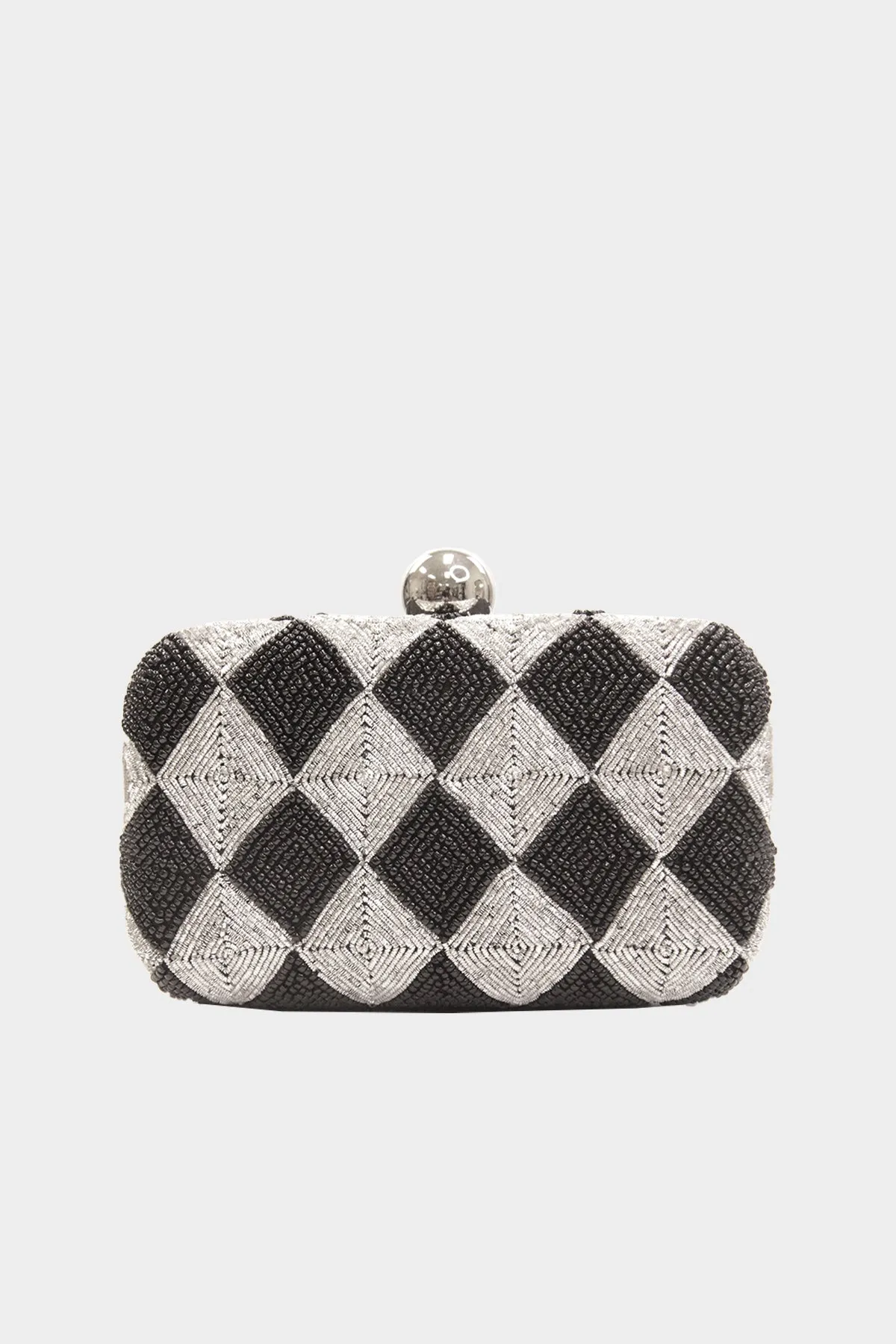 Diamond Style Clutch in Black/Silver