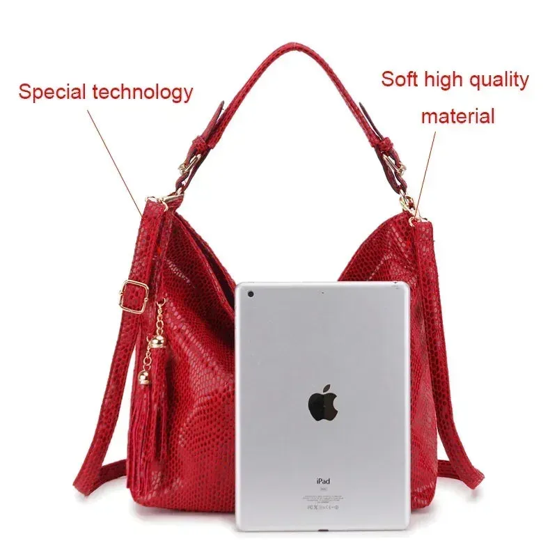DIENQI-High Quality Leather Women Handbag Tassel Women Shoulder Bag Big Black Ladies Hand Bag Female Crossbody Bags for women