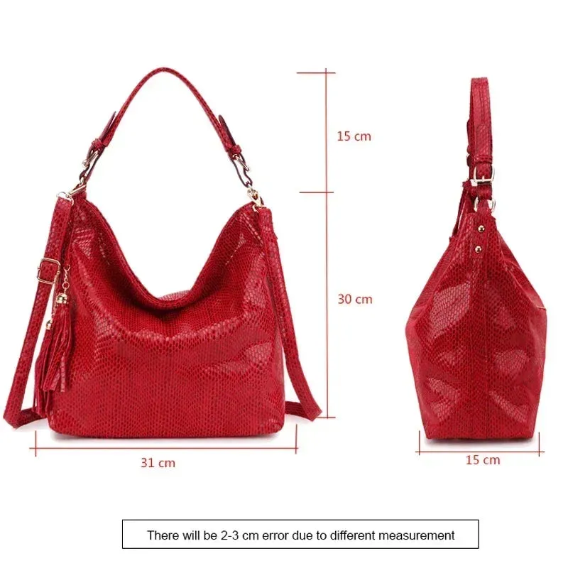 DIENQI-High Quality Leather Women Handbag Tassel Women Shoulder Bag Big Black Ladies Hand Bag Female Crossbody Bags for women