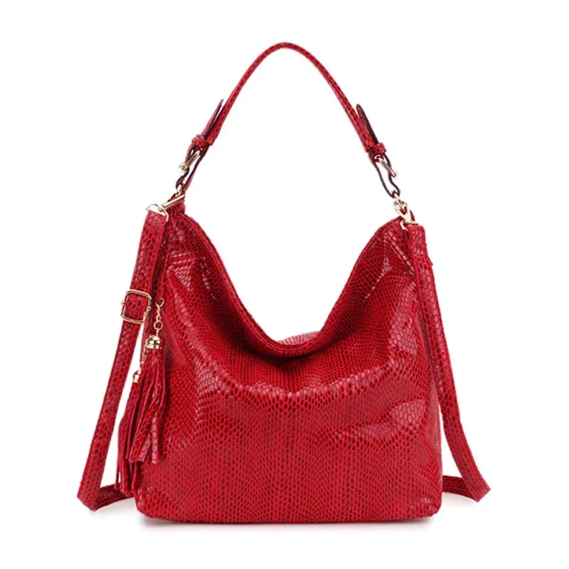 DIENQI-High Quality Leather Women Handbag Tassel Women Shoulder Bag Big Black Ladies Hand Bag Female Crossbody Bags for women