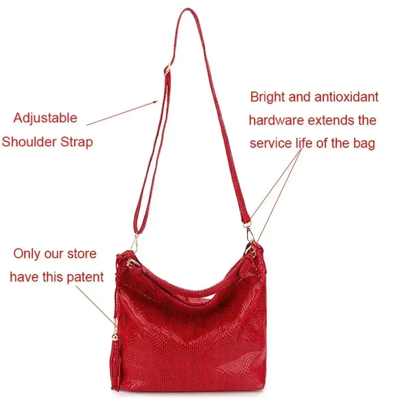 DIENQI-High Quality Leather Women Handbag Tassel Women Shoulder Bag Big Black Ladies Hand Bag Female Crossbody Bags for women