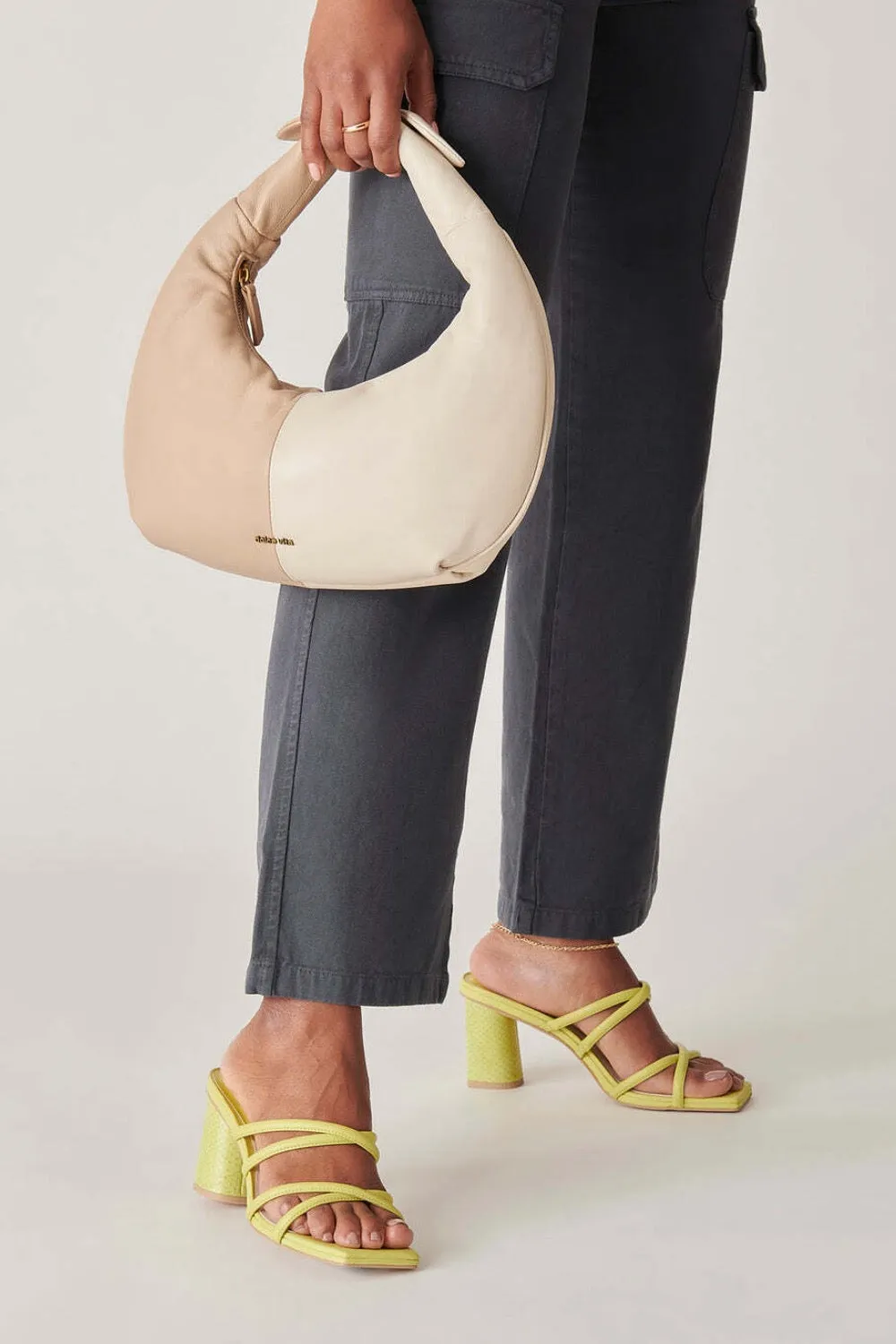 DOLCE VITA Dune/Ivory Patti Soft Nappa Leather Hobo Handbag