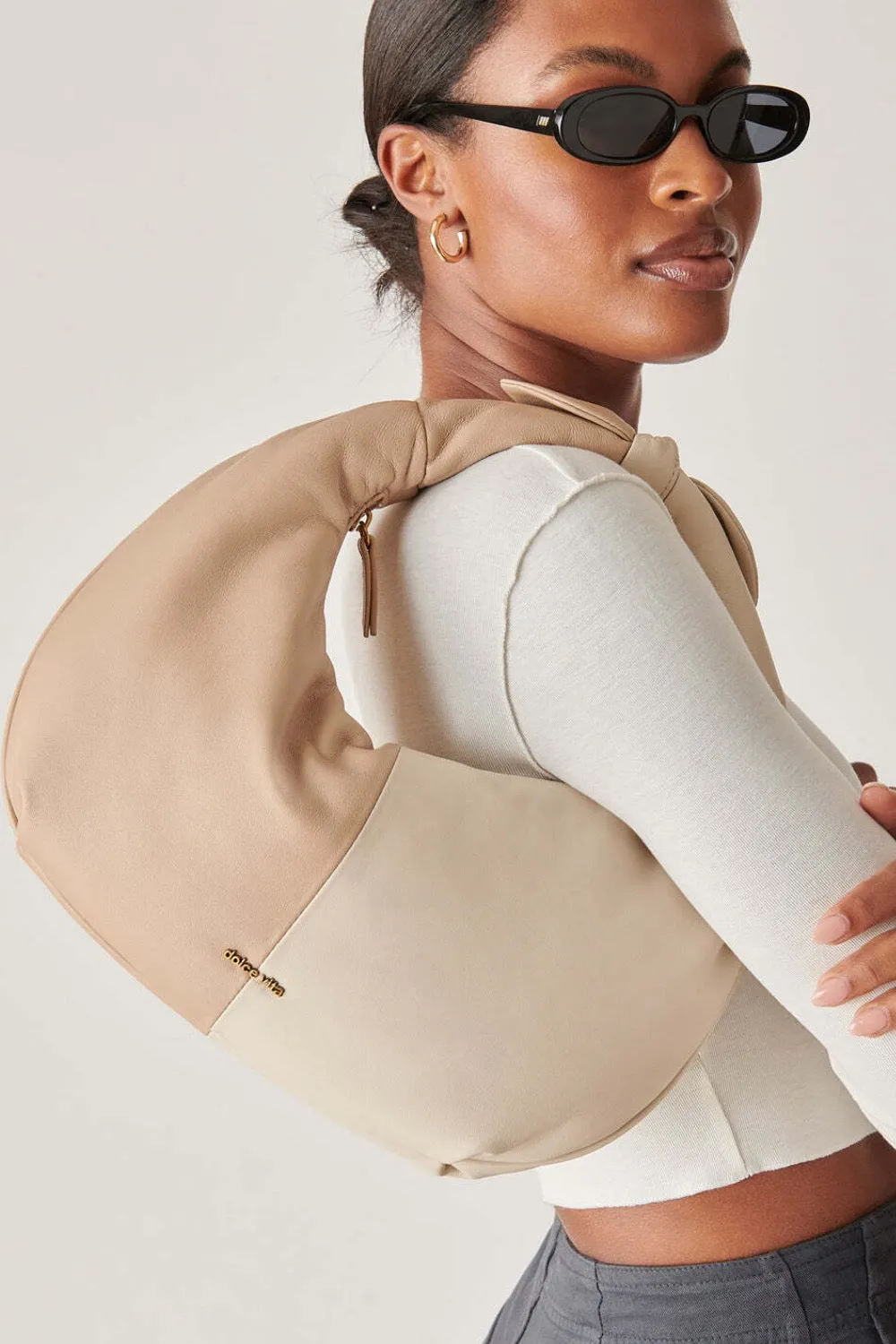 DOLCE VITA Dune/Ivory Patti Soft Nappa Leather Hobo Handbag