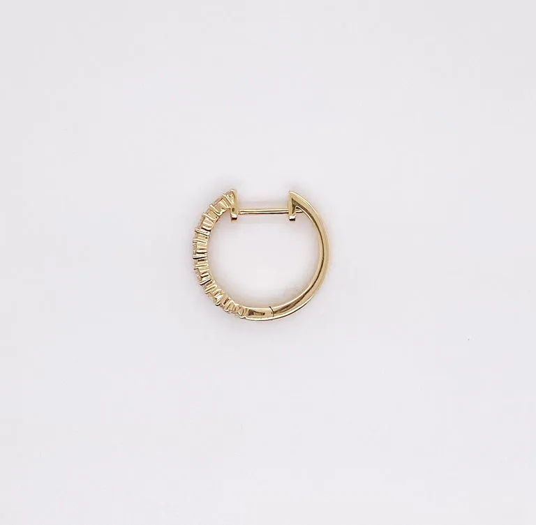 Double Diamond Row Huggie Earrings