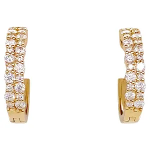Double Diamond Row Huggie Earrings
