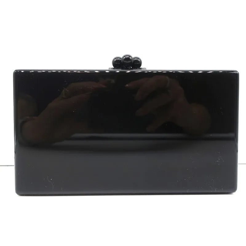 Edie Parker Time's Up Slim Jean Clutch Black Acrylic Mini Evening Bag