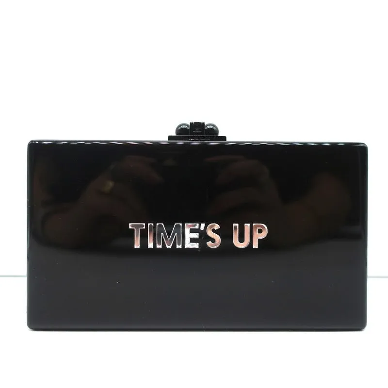 Edie Parker Time's Up Slim Jean Clutch Black Acrylic Mini Evening Bag