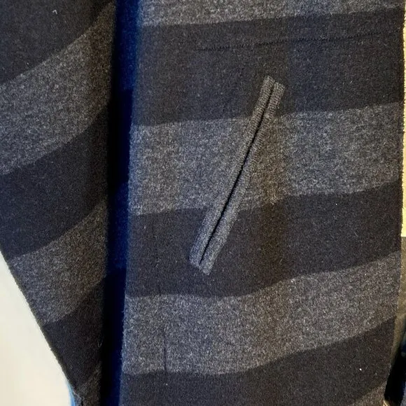 Eileen Fisher SZ M/L Black &amp; Charcoal Stripe open front cardigan timeless lagenl