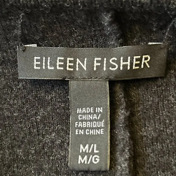 Eileen Fisher SZ M/L Black &amp; Charcoal Stripe open front cardigan timeless lagenl