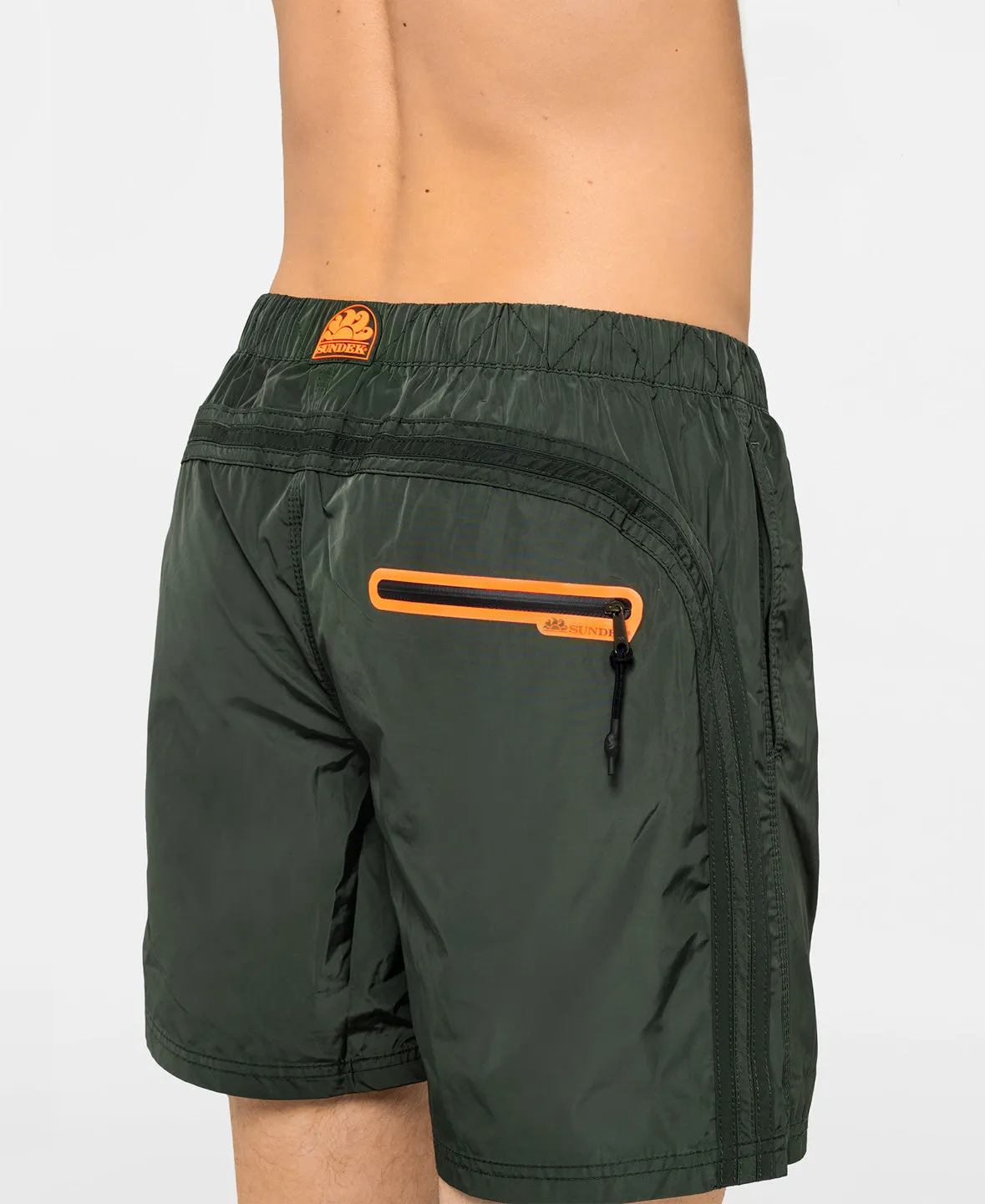 ELASTIC WAIST SWIM TRUNKS