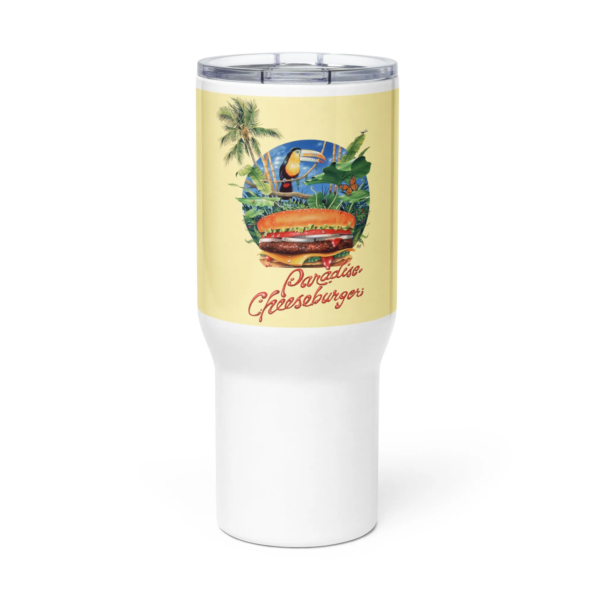 Exclusive Paradise Cheeseburger 25 Ounce Travel Mug With Handle
