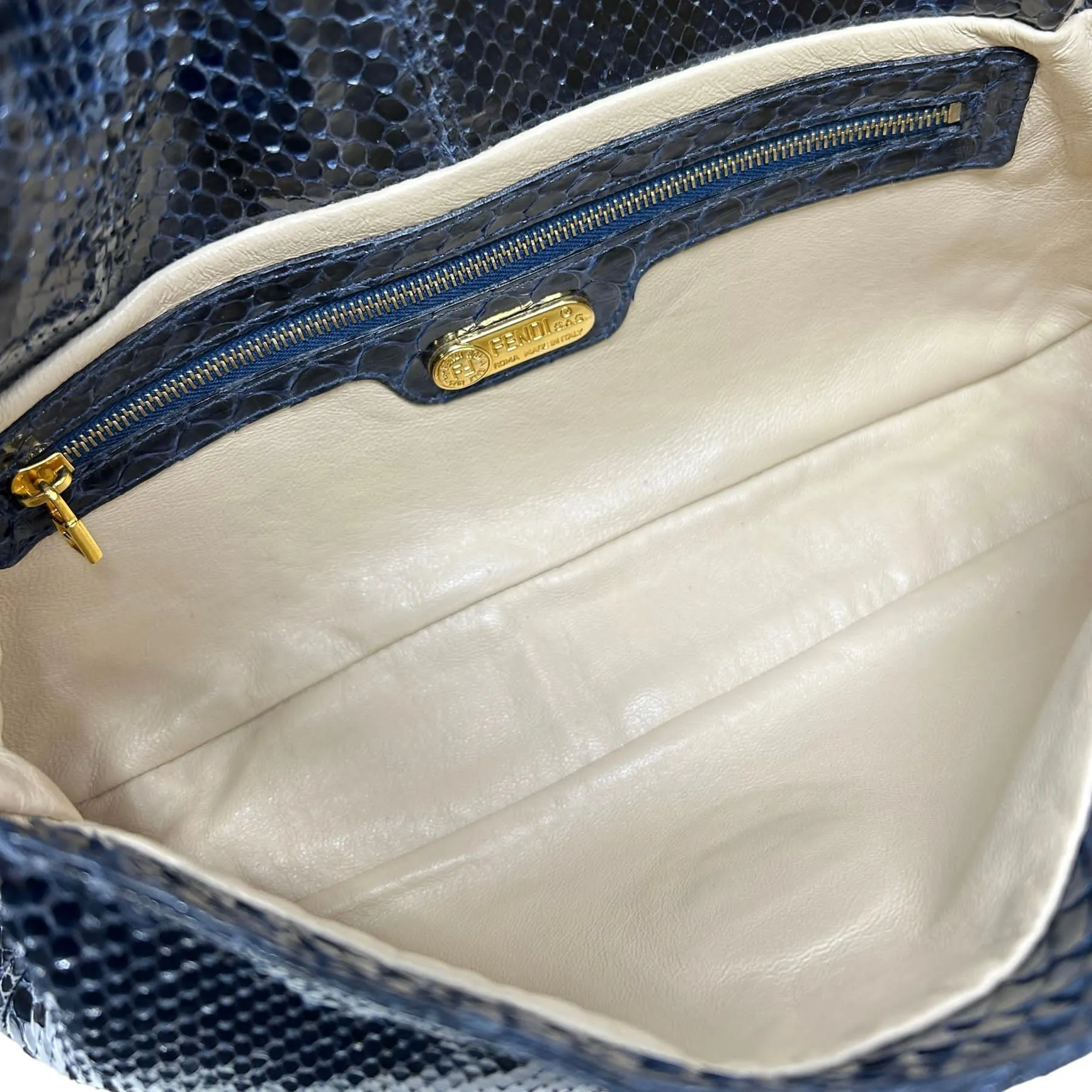 Fendi Black Snakeskin Baguette