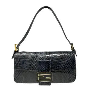 Fendi Black Snakeskin Baguette
