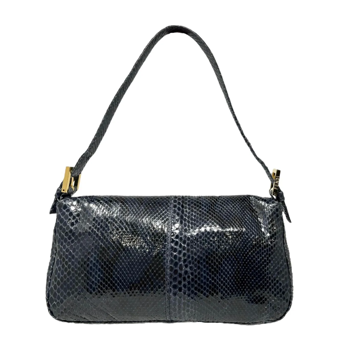 Fendi Black Snakeskin Baguette