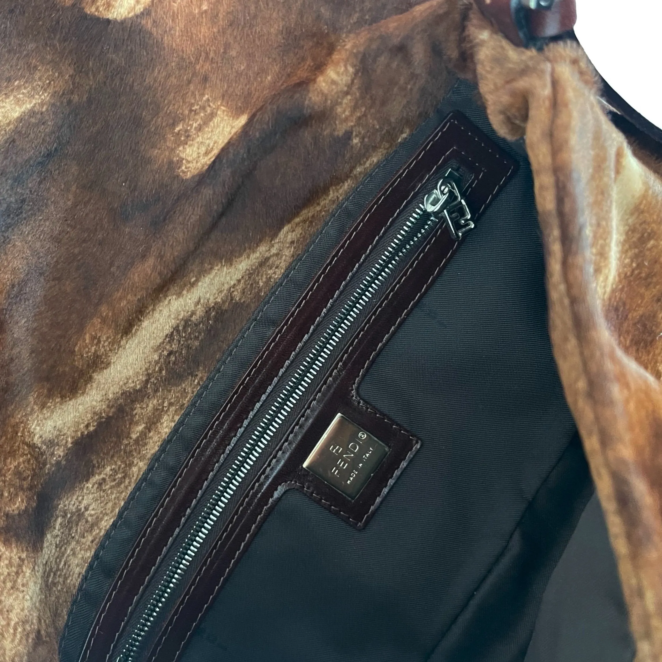 Fendi Brown Calf Hair Baguette Bag
