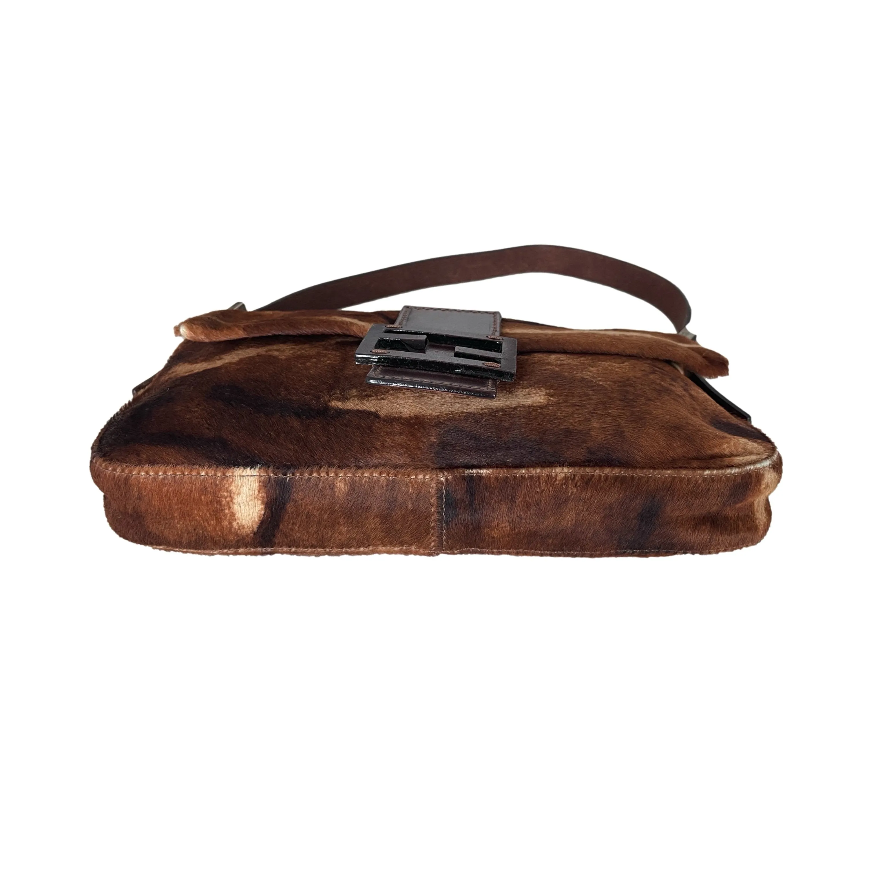 Fendi Brown Calf Hair Baguette Bag