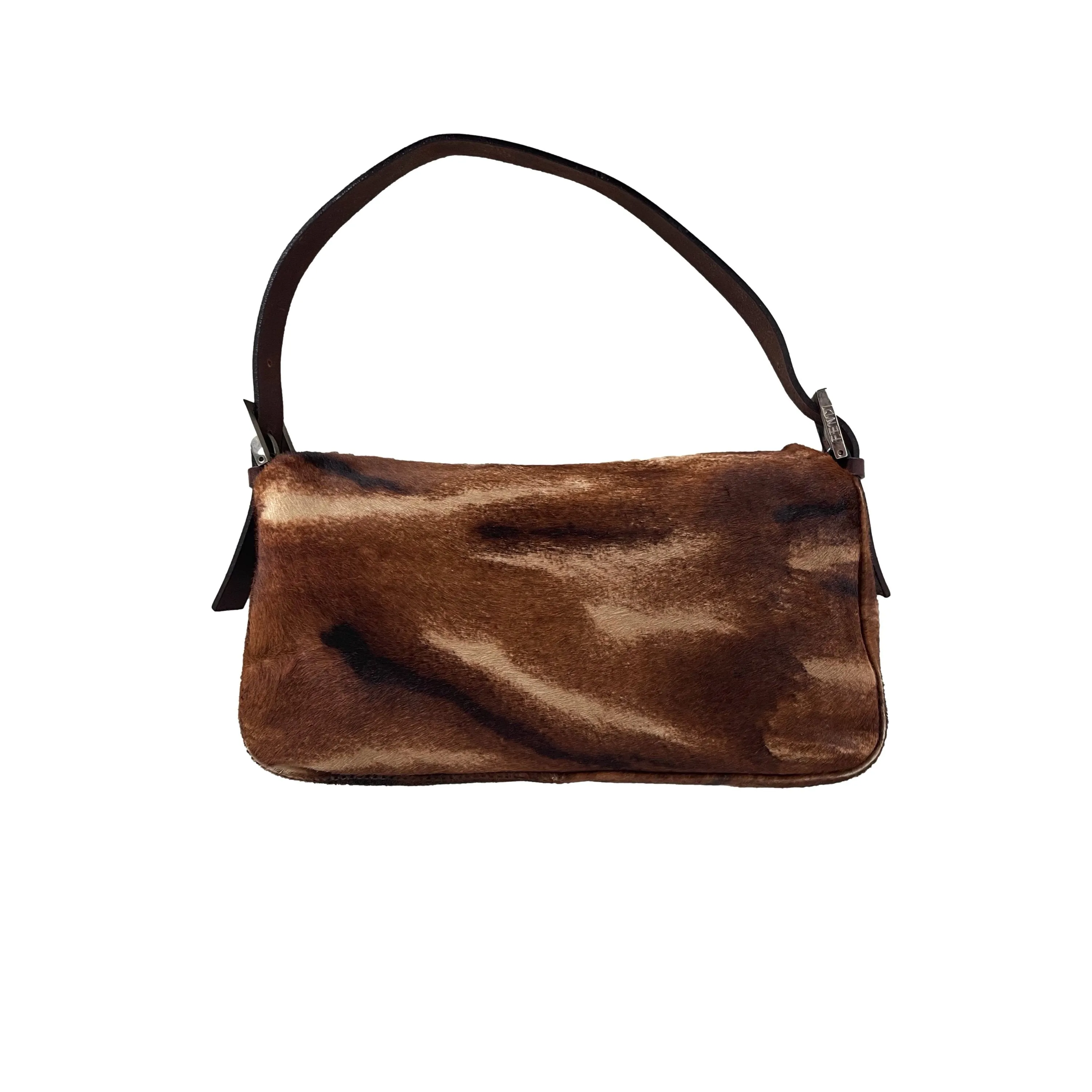 Fendi Brown Calf Hair Baguette Bag