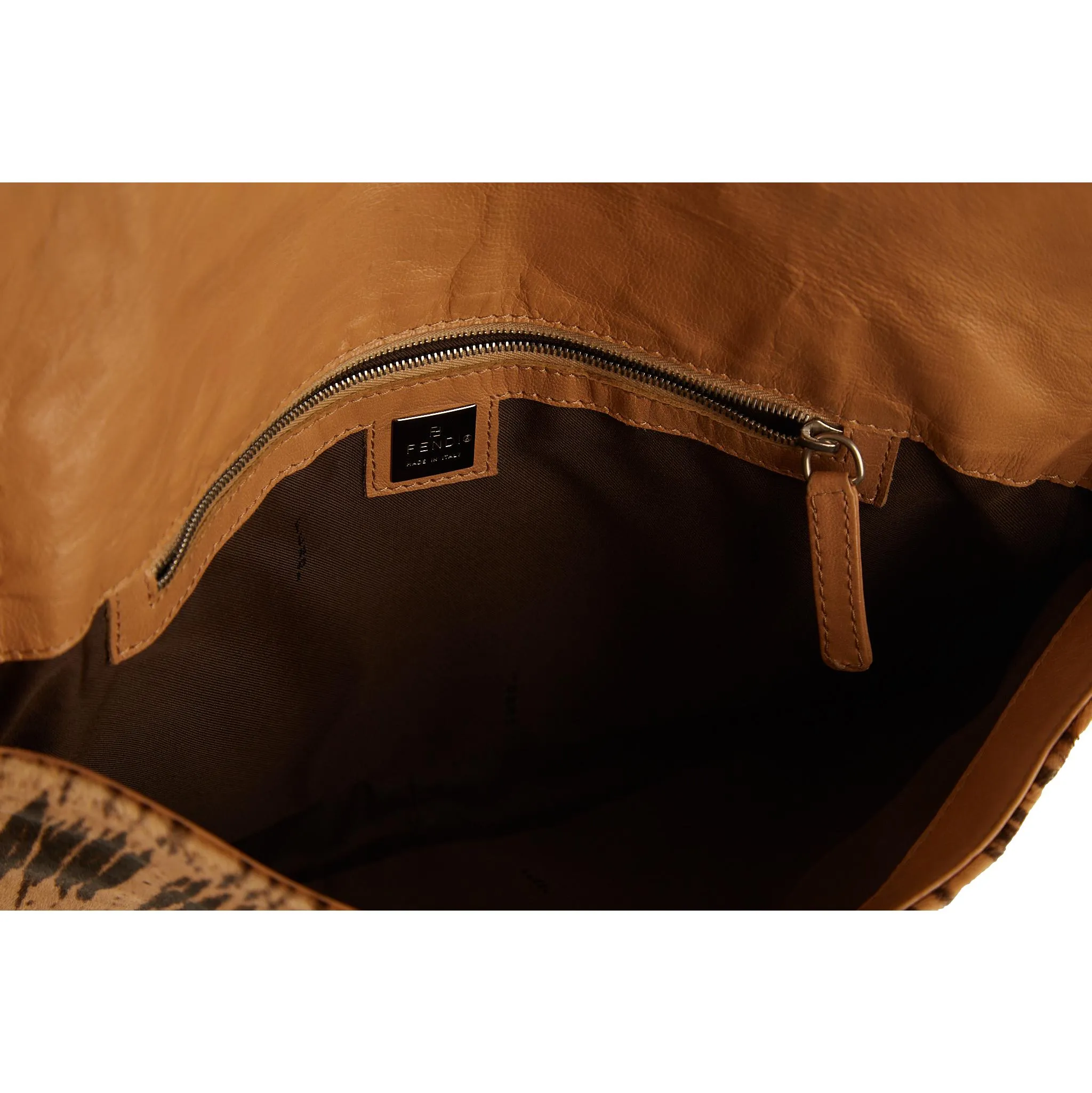 Fendi Brown Tiger Print Shoulder Bag