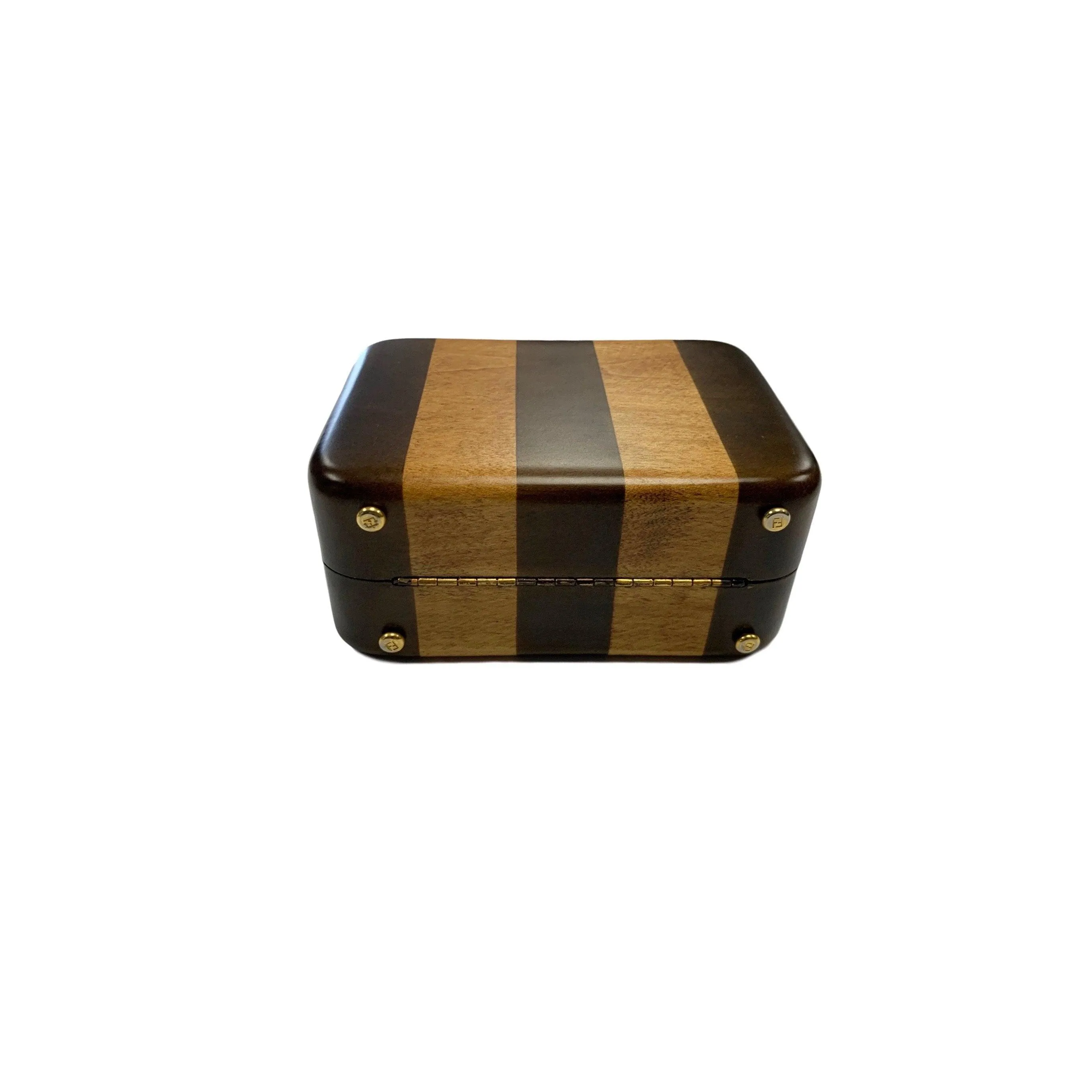 Fendi Brown Two-Tone Striped Mini Wood Top Handle