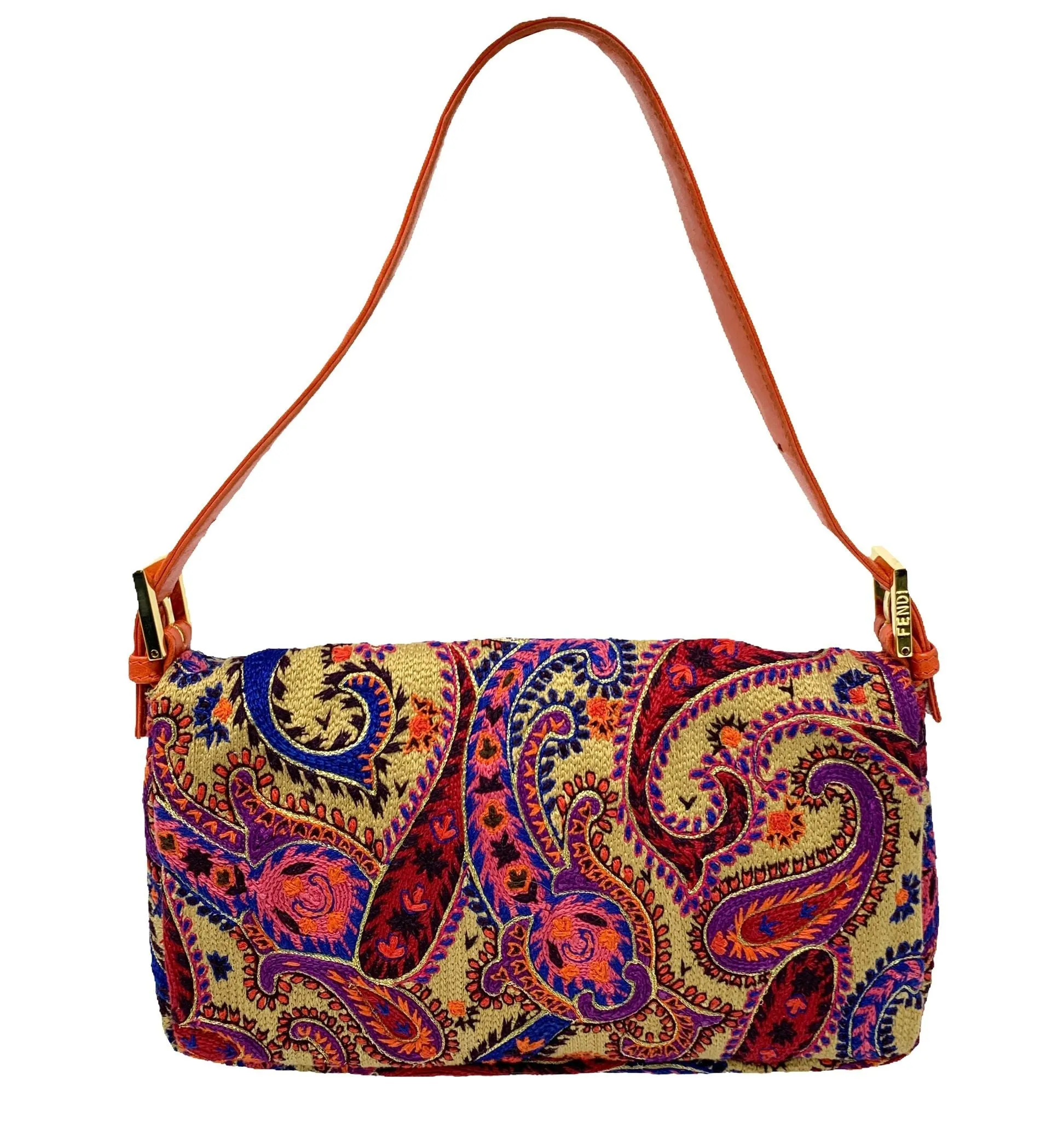 Fendi Coral Embroidered Baguette