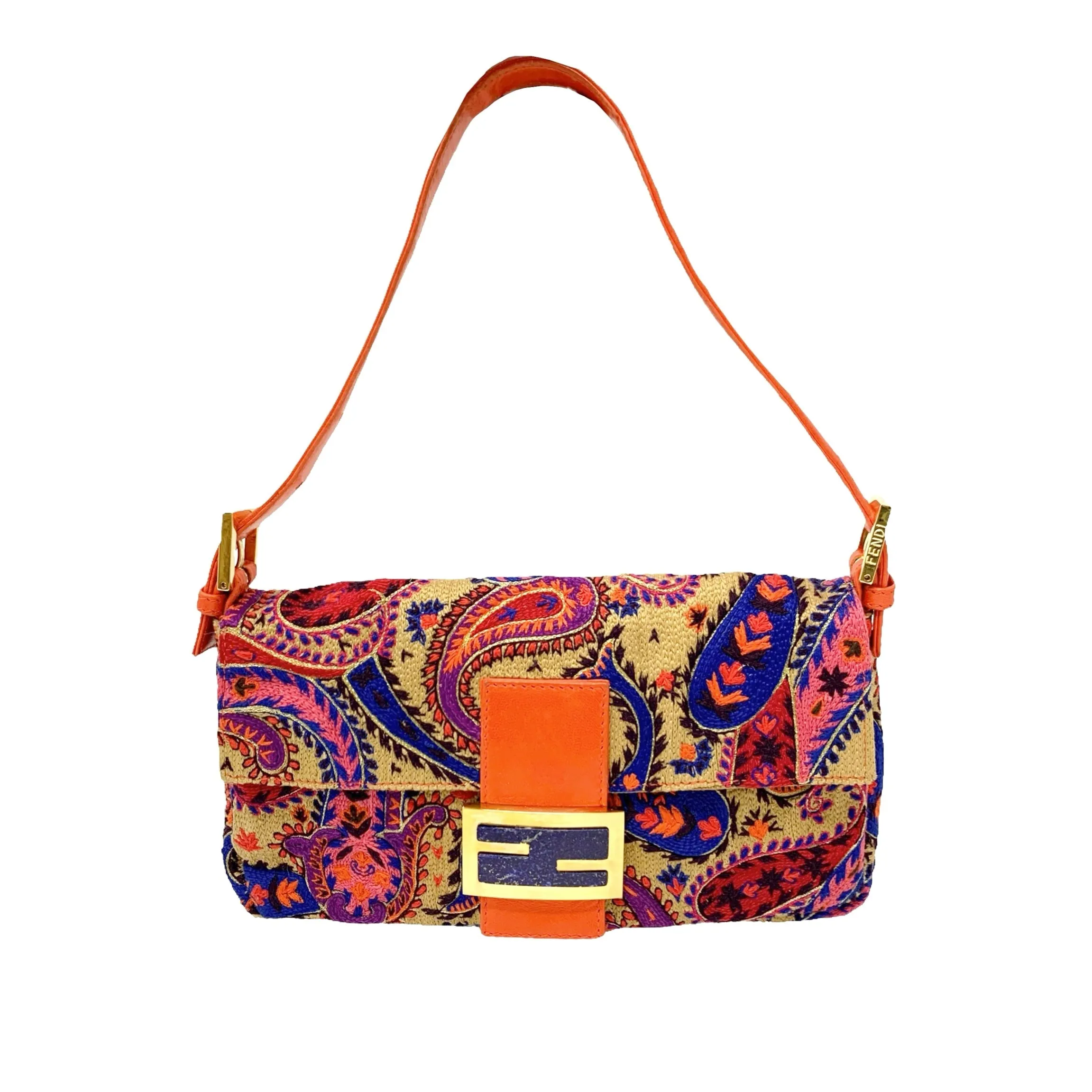 Fendi Coral Embroidered Baguette