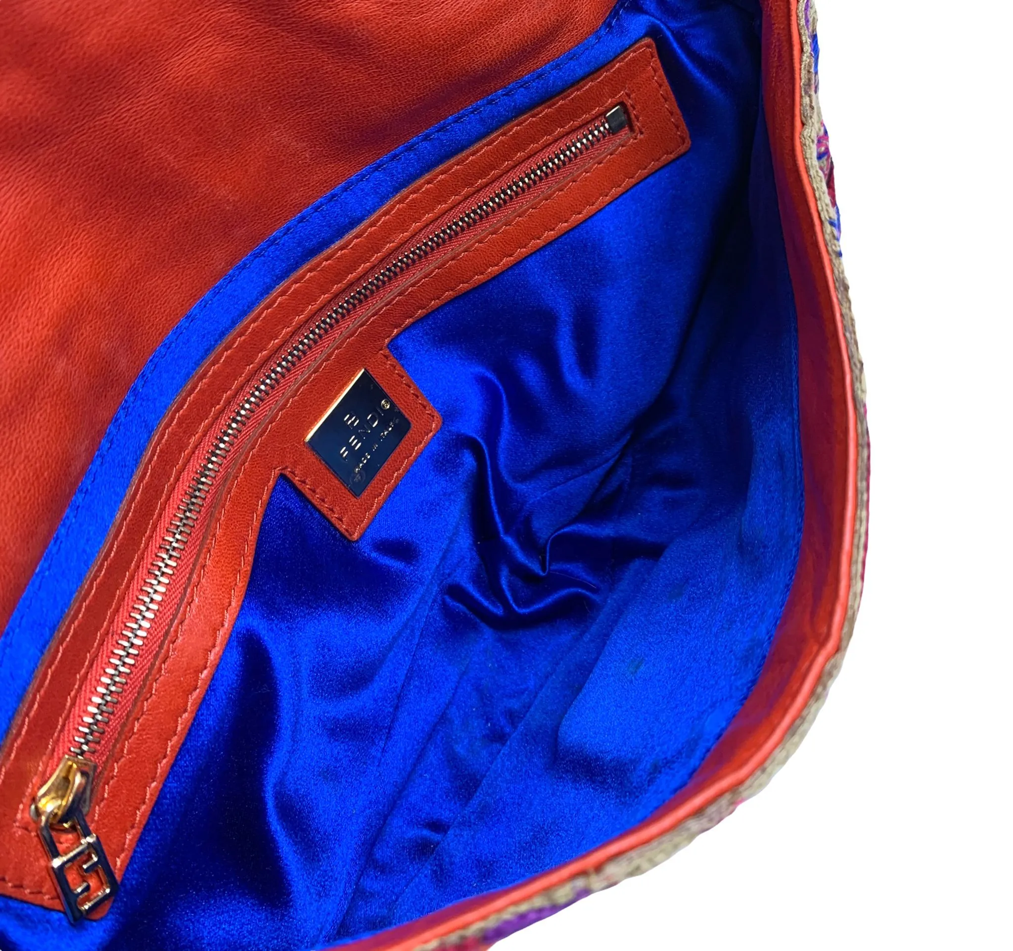 Fendi Coral Embroidered Baguette