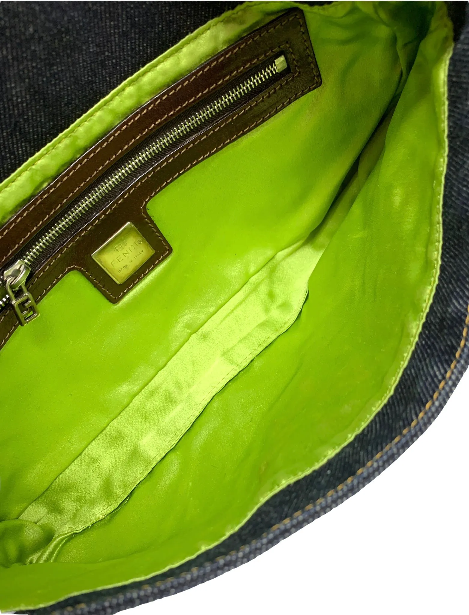 Fendi Denim Floral Baguette Bag