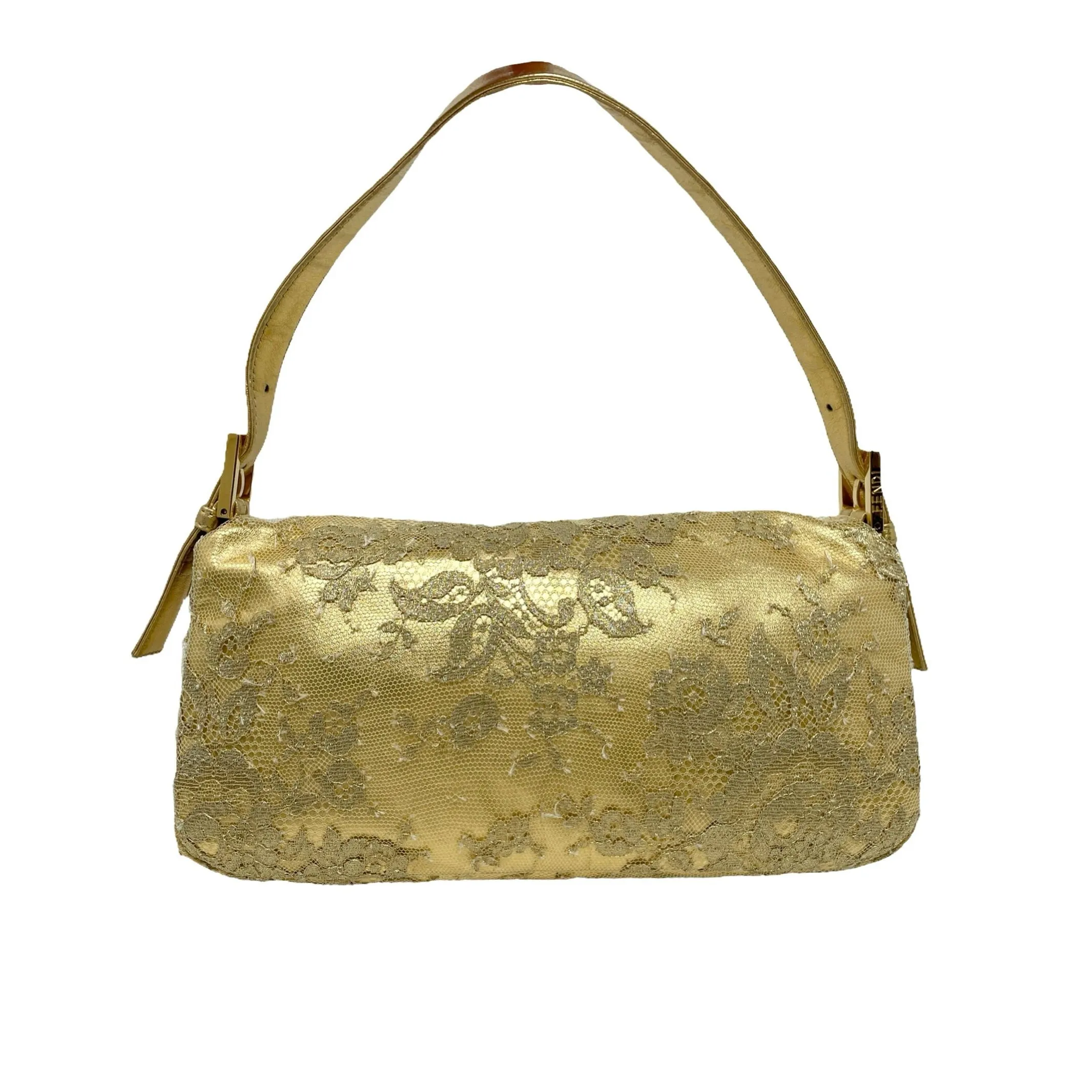 Fendi Gold Lace Baguette Bag