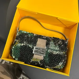 Fendi Green Camo Sequin Baguette Bag