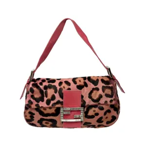 Fendi Pink Cheetah Rhinestone Baguette