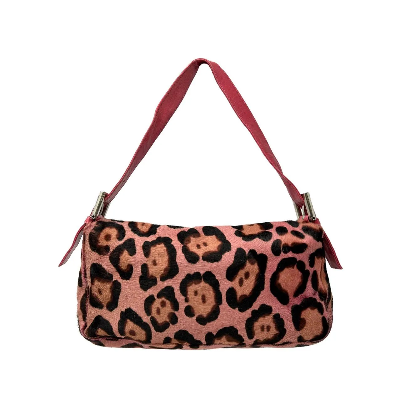 Fendi Pink Cheetah Rhinestone Baguette