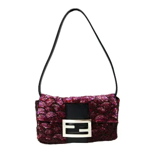 Fendi Purple Sequin Baguette