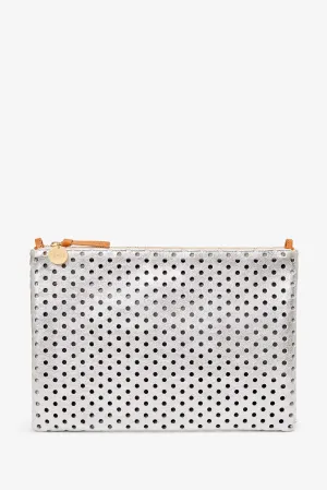 Flat Clutch with Tabs - Silver Punch Hole Perf