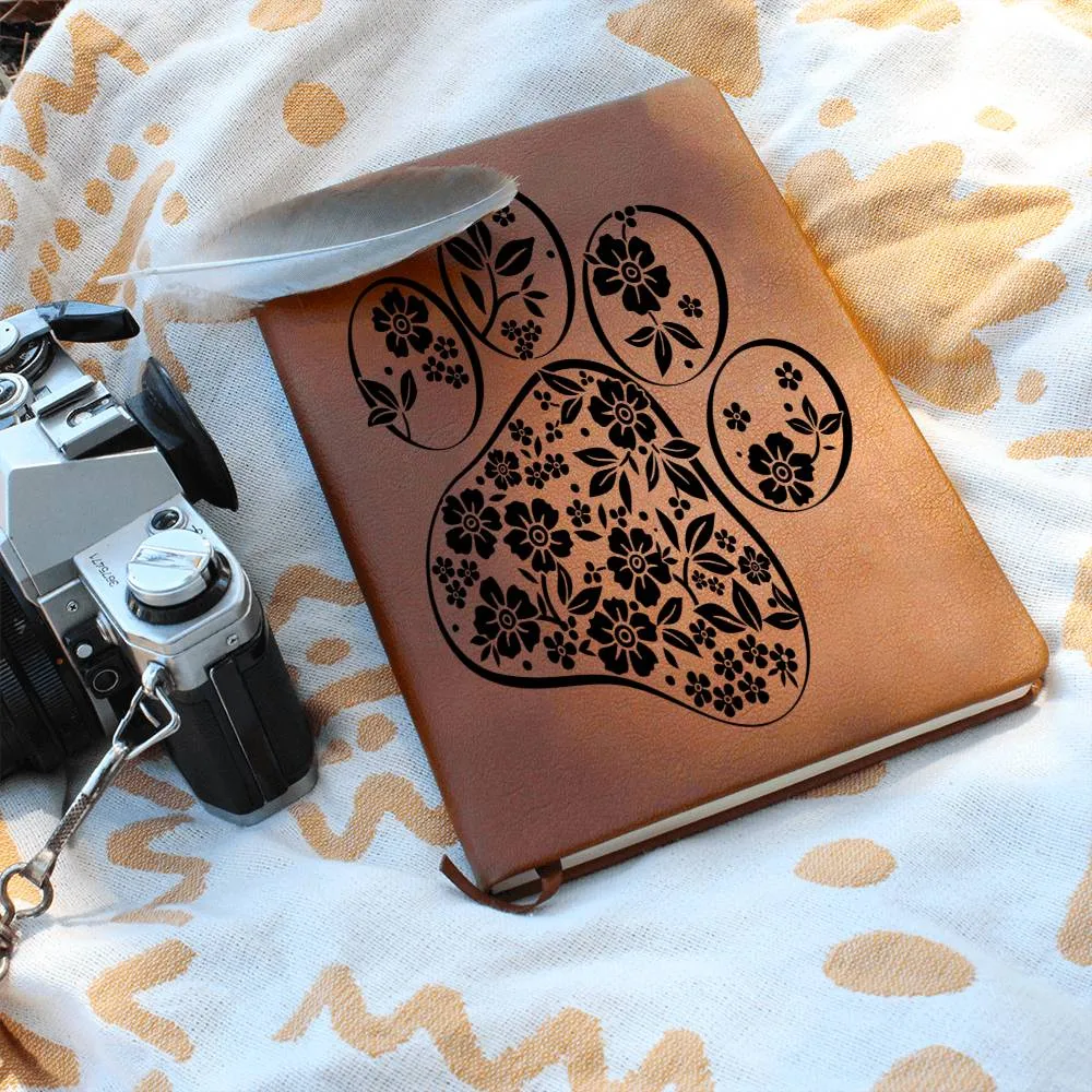 Floral Paw Print Blank Journal