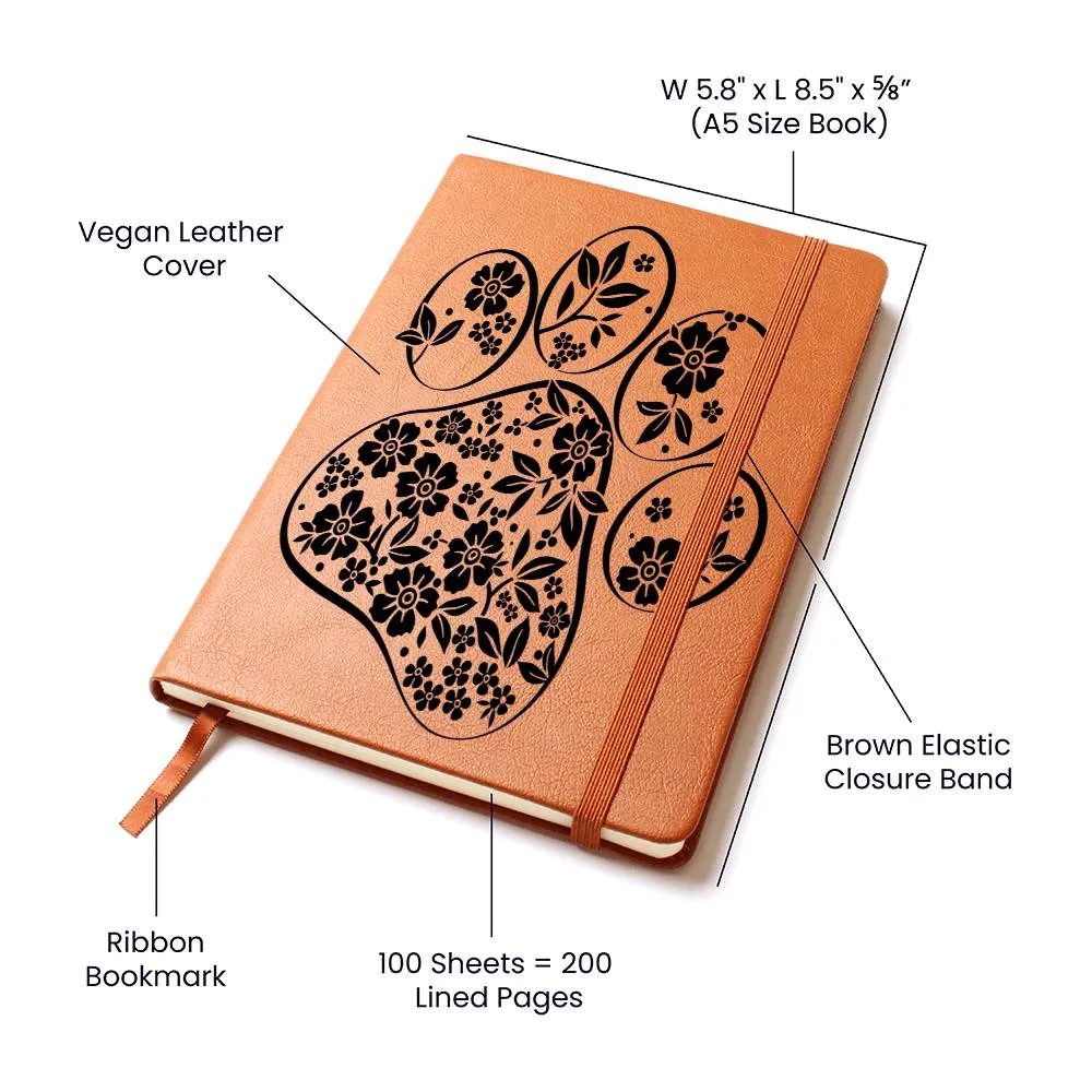 Floral Paw Print Blank Journal
