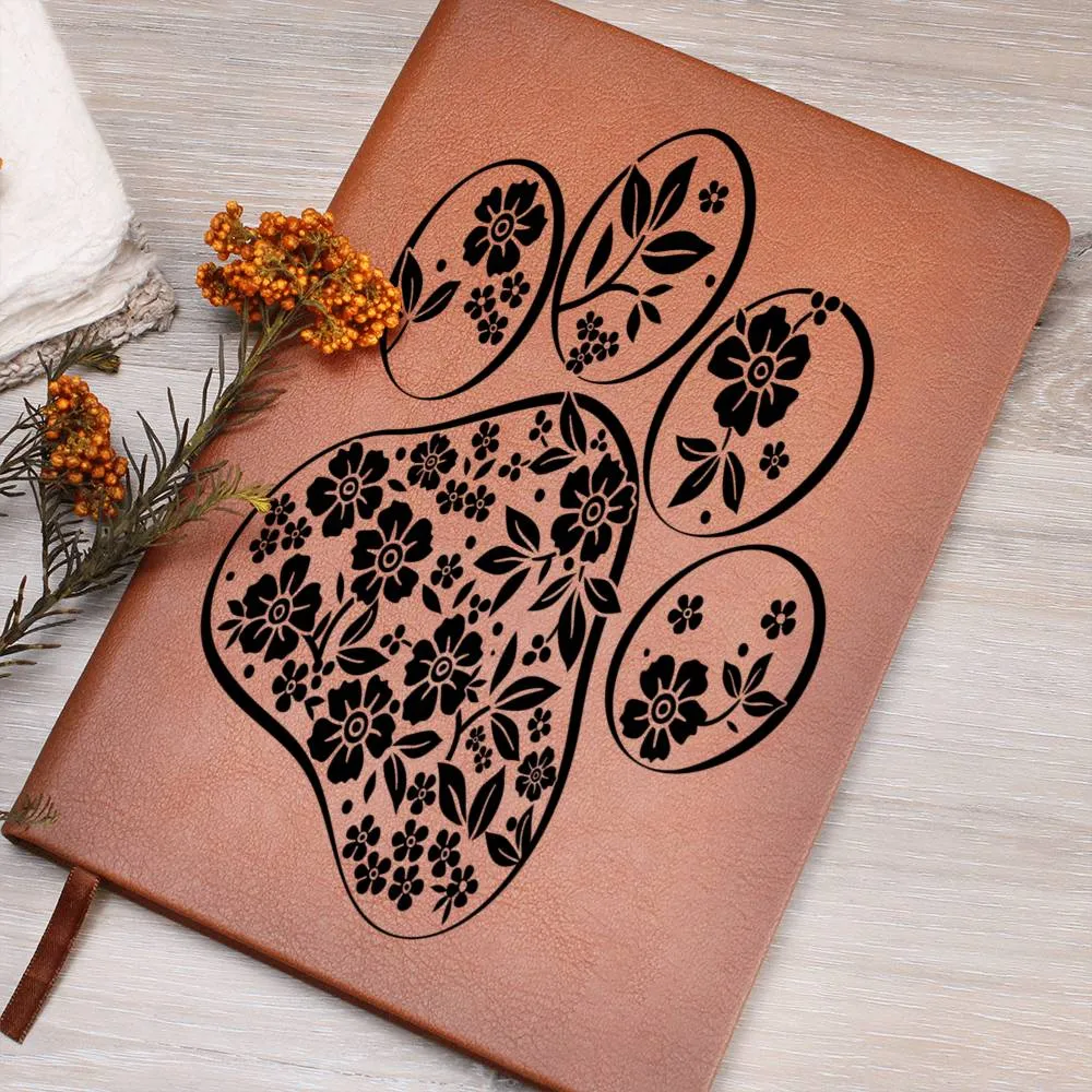 Floral Paw Print Blank Journal
